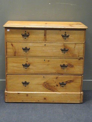 Lot 535 - A late Victorian pine chest of two short over...