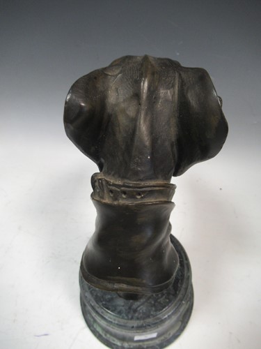 Lot 97 - A bronzed resin model of a Whippet's head,...