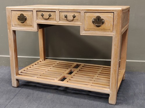 Lot 573 - A Chinese Lightwood Desk comprising of four...