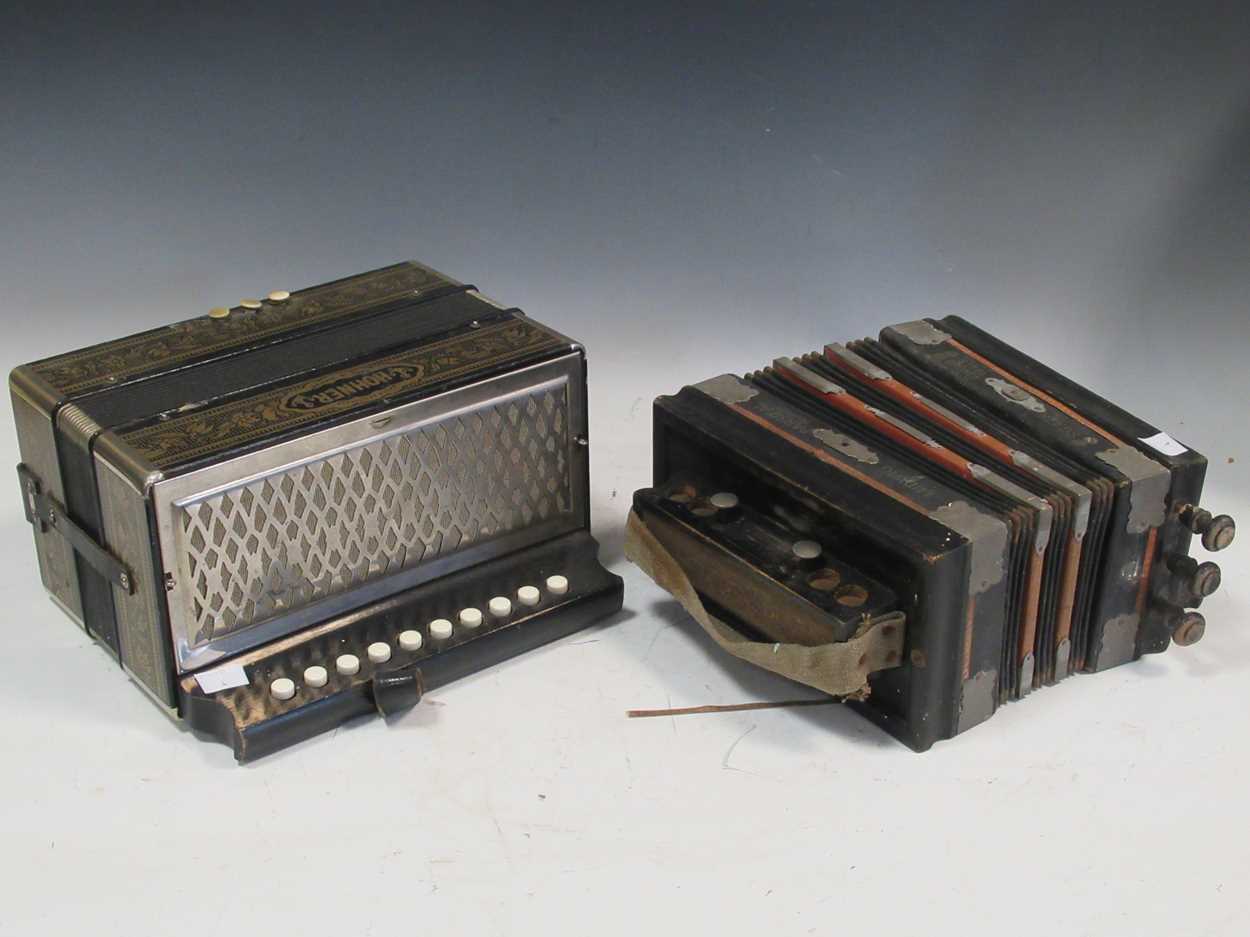 Lot 63 - Two vintage squeeze boxes, one by Hohner, the...