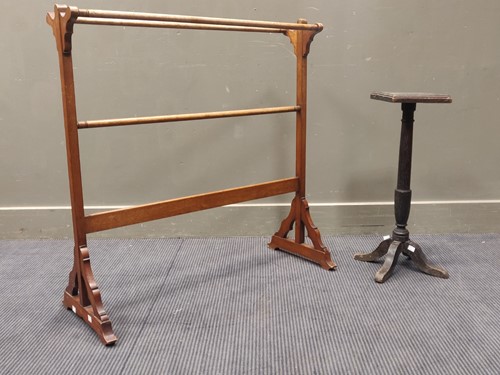 Lot 570 - Arts and Crafts towel rail together with an...