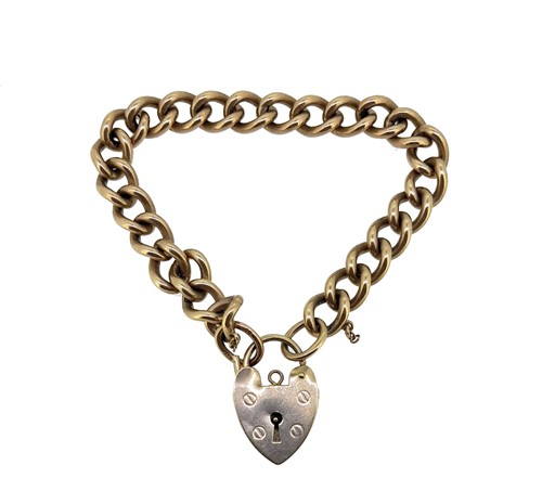 Lot 240 - A late 20th century 9ct gold padlock bracelet