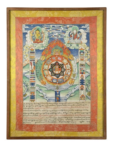 Lot 180 - A Tibetan Wheel of Life Thangka, 19th century