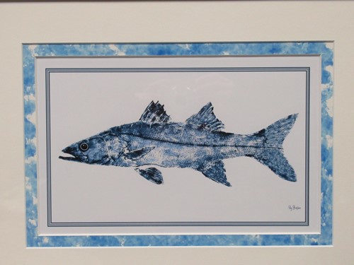 Lot 452 - After Ray Bradshaw, four fish prints in white...