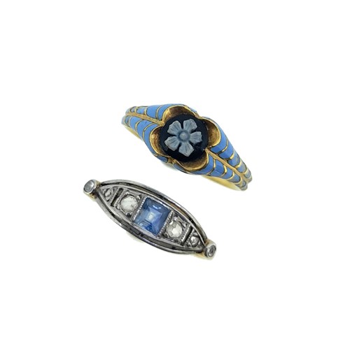 Lot 144 - A forget-me-knot ring, together with a sapphire and diamond ring