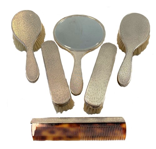 Lot 442 - A mid 20th century silver backed 6-piece dressing table set