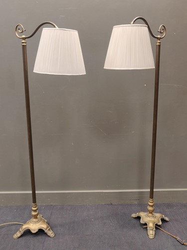 Lot 578 - A pair of early 20th century brass standard...