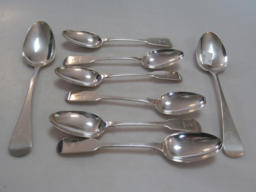 Lot 250 - 6 silver dessert spoons and 2 silver...