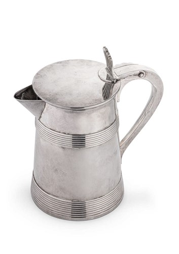 Lot 570 - A George IV silver lidded beer mug with later conversion to a lidded jug