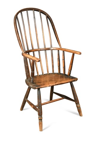 Lot 363 - An ash stick back armchair, 19th century