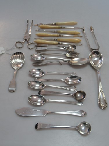 Lot 253 - Two pairs of antique silver tongs and nips,...