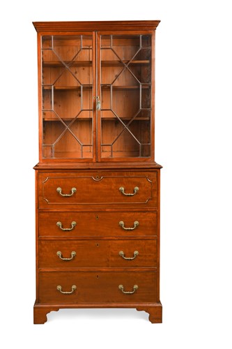 Lot 484 - A George III mahogany secretaire bookcase