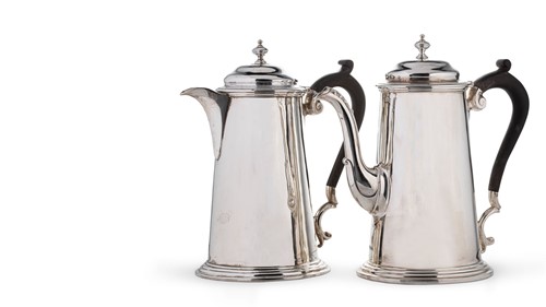 Lot 629 - An Edward VII silver two-piece café au lait set
