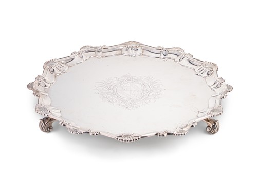 Lot 557 - A George III 18th century silver salver, mark of Ebenezer Coker