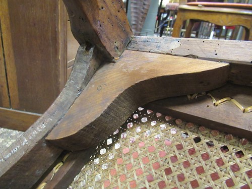 Lot 580 - A set of six Louis XV caned side chairs