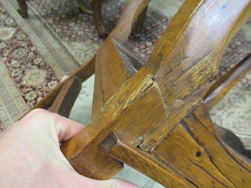 Lot 580 - A set of six Louis XV caned side chairs