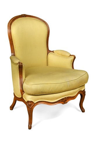 Lot 596 - A Louis XV beech frame bergere armchair by Louis Delanois (1731-1792)
