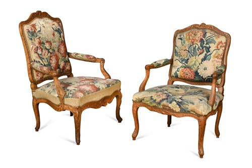 Lot 427 - A Louis XV beech frame fauteuil