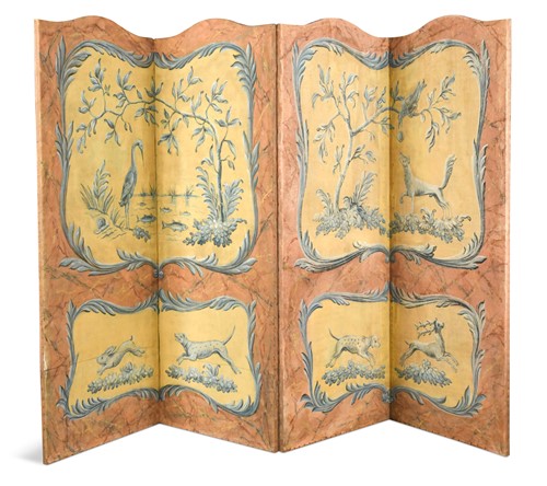 Lot 413 - A four fold fabric screen, 20th century