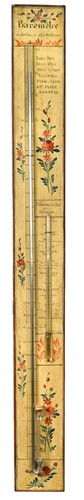 Lot 595 - A French painted stick barometer, 19th century