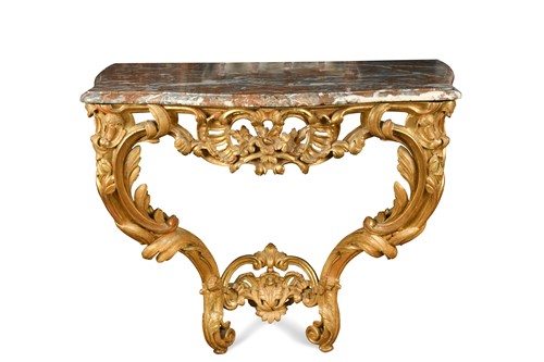 Lot 498 - A Rococo style giltwood console table, 19th century