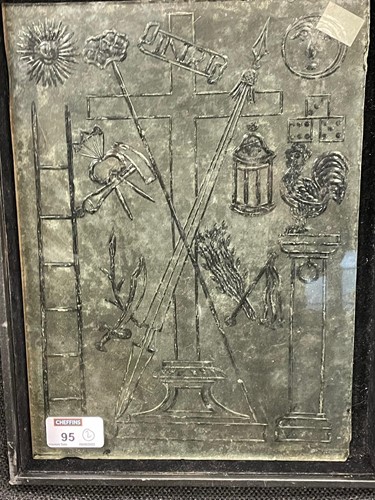 Lot 95 - Two engraved glass panels, probably French,...