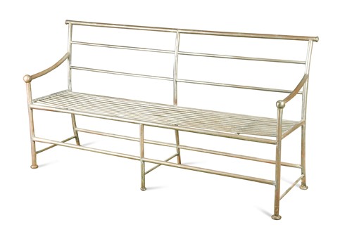 Lot 663 - A French polished metal garden bench, 19th century and later