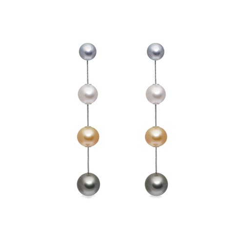 Lot 98 - A pair of south sea Tahitian, Indonesian and akoya cultured ear pendants