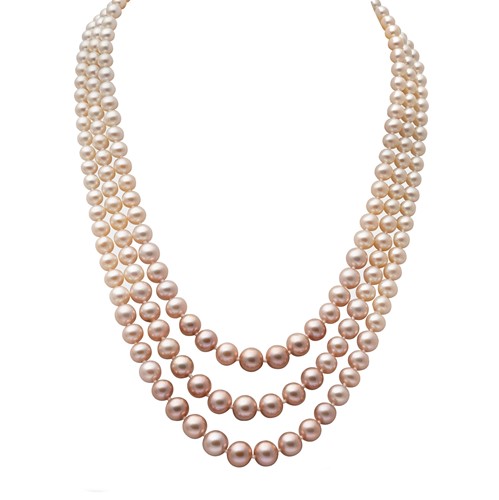 Lot 50 - A three row cultured freshwater pearl necklace together with a matching bracelet