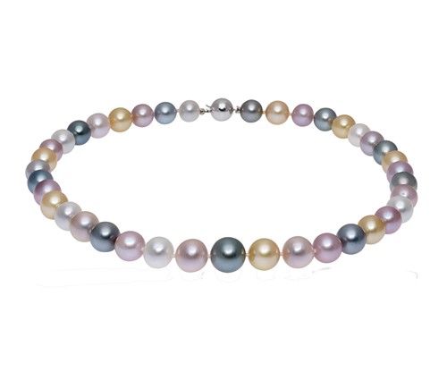 Lot 249 - A multicolour south sea, freshwater and Tahitian cultured pearl necklace