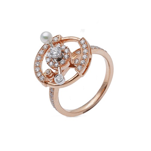 Lot 250 - A diamond and pearl set 'petit tourbillon' ring