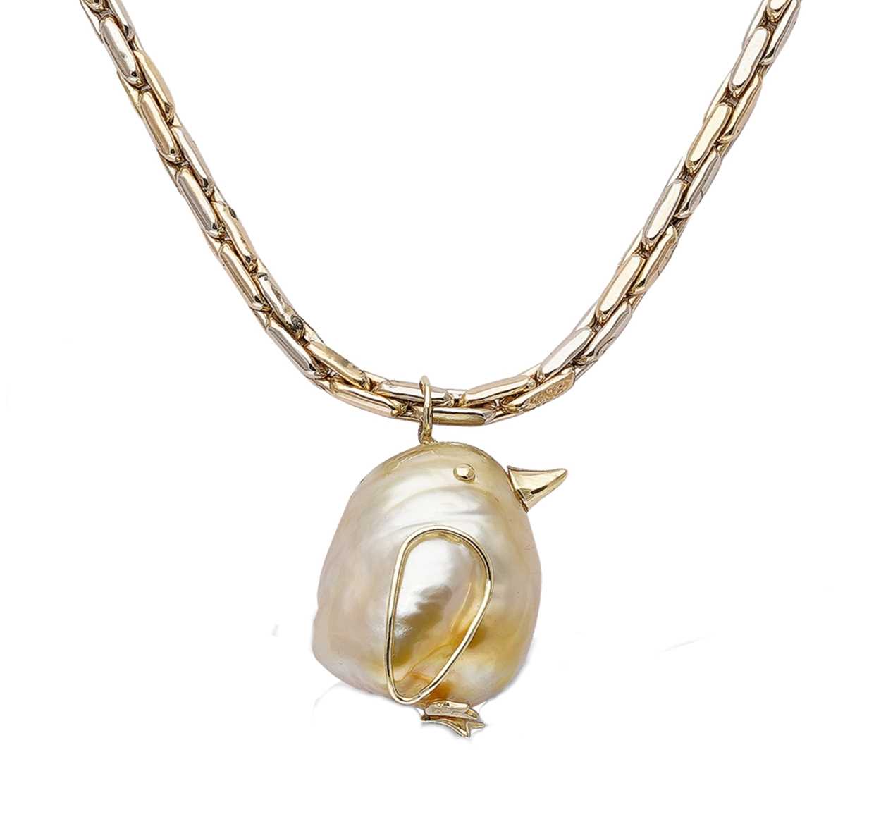 Lot 47 - An Indonesian cultured baroque pearl pendant and chain