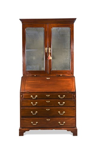 Lot 449 - A George II mahogany bureau cabinet, stamped...