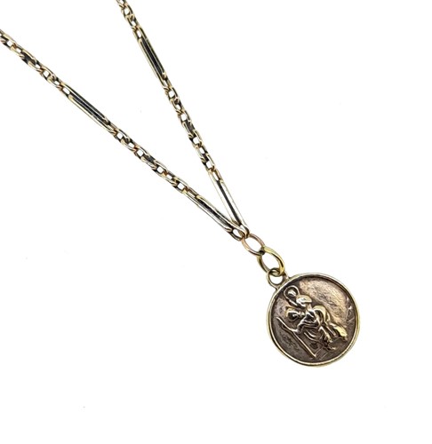 Lot 132 - A 9ct gold St. Christopher pendant and chain