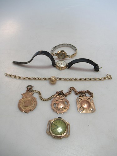 Lot 235 - Two watches and a watch head, all with gold...