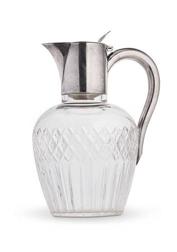 Lot 620 - An Edward VII silver topped cut glass claret jug