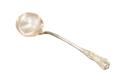 Lot 589 - A Victorian silver soup ladle of heavy gauge