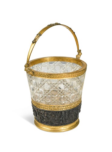 Lot 422 - A bronze and gilt bronze mounted cut glass ice pail, 19th century