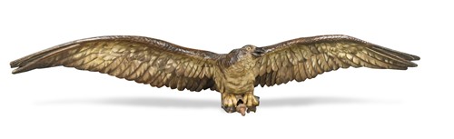 Lot 369 - A large carved and painted wood eagle, 19th century