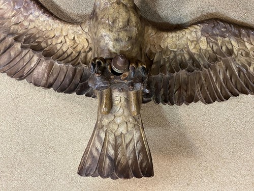 Lot 369 - A large carved and painted wood eagle, 19th century