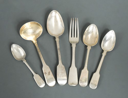Lot 563 - A 60 piece harlequin set of 19th century and later silver flatware with 19 additions
