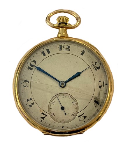 Lot 346 - Unsigned - An 18ct gold open faced dress pocket watch