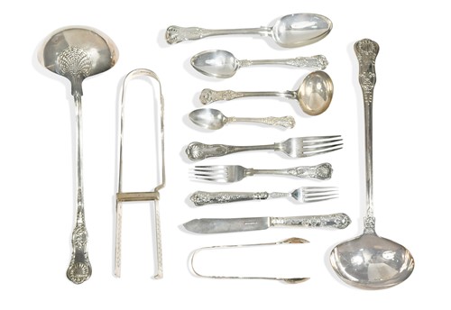 Lot 571 - An 84-piece set of George IV silver flatware by the Batemans, with 33 additions