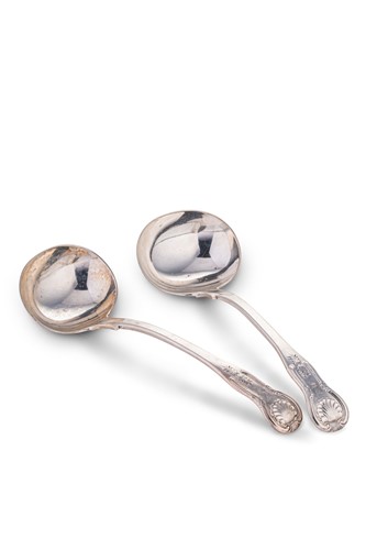 Lot 691 - Edinburgh - A pair of Victorian silver sauce ladles