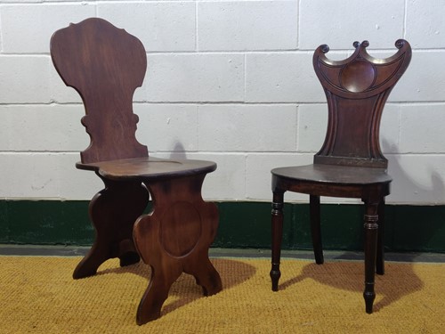 Lot 552 - A Regency mahogany hall chair, together with...