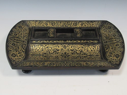 Lot 61 - A brass boulle and ebony desk stand made by...