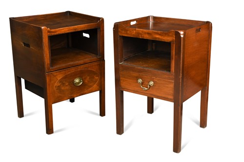 Lot 633 - A near pair of  George III mahogany night cupboards