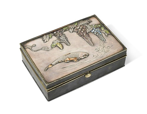 Lot 195 - A Japanese mixed metal small enamelled box, late Meiji Period (1868-1912)