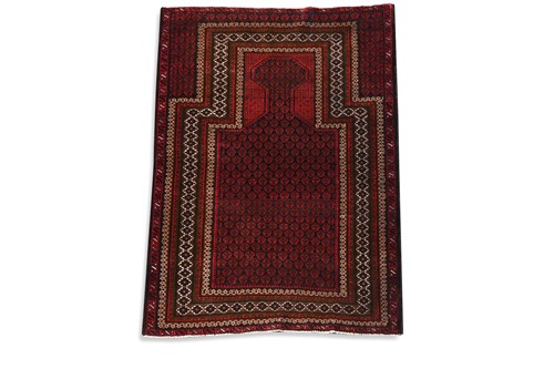 Lot 577 - A finely-woven Beluchi prayer rug, late 20th century