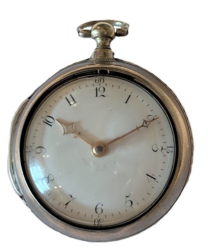 Lot 261 - William Goldsborough, Scarborough - An 18th century Sterling silver pair cased pocket watch